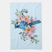 Blue Jay Spring Blumen Geschirrtuch (Vertikal)