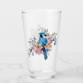 Blue Jay Spring Blumen Glas (Rückseite)