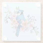 Blue Jay Spring Blumen Glasuntersetzer (Rückseite)