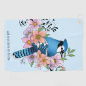 Blue Jay Spring Blumen Golfhandtuch (Horizontal)