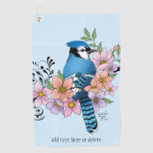 Blue Jay Spring Blumen Golfhandtuch (Vorderseite)