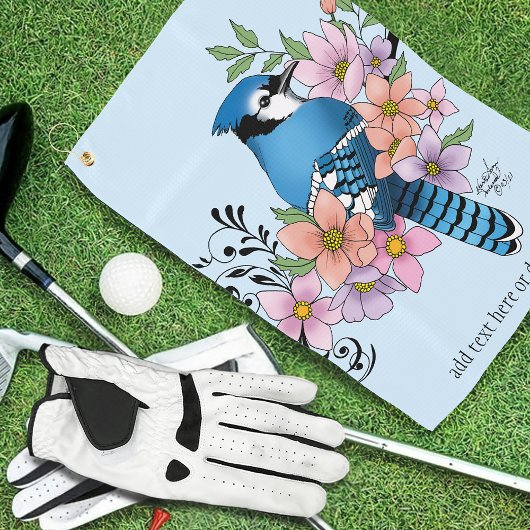 Blue Jay Spring Blumen Golfhandtuch
