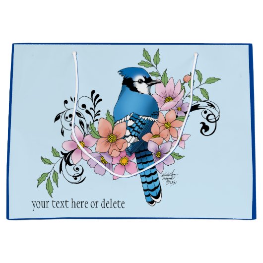 Blue Jay Spring Blumen Große Geschenktüte (Vorderseite)