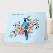 Blue Jay Spring Blumen Karte (Vorderseite)