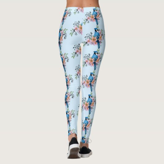 Blue Jay Spring Blumen Leggings (Rückseite)