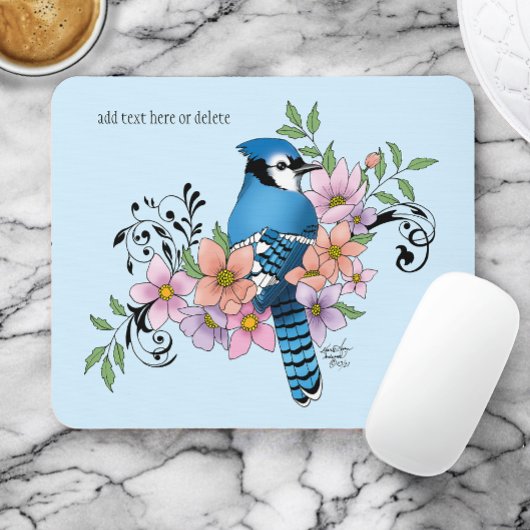 Blue Jay Spring Blumen Mousepad