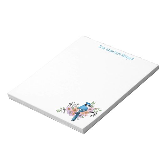 Blue Jay Spring Blumen Notizblock (Rotiert)