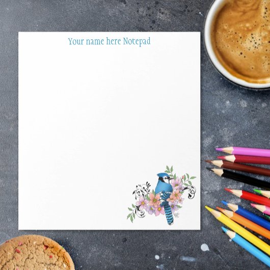 Blue Jay Spring Blumen Notizblock