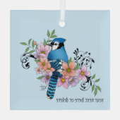 Blue Jay Spring Blumen Ornament Aus Glas (Rückseite)