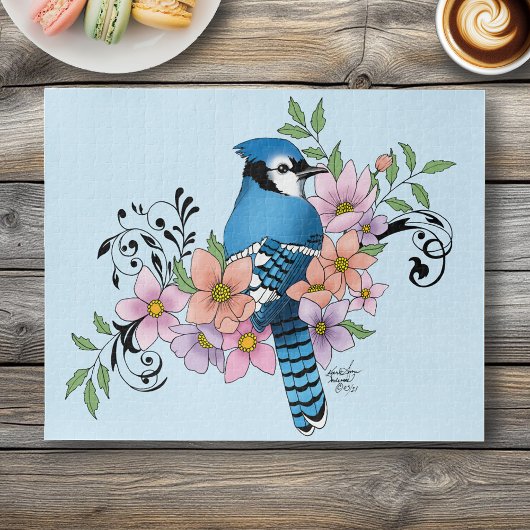 Blue Jay Spring Blumen Puzzle