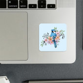 Blue Jay Spring Blumen Quadratischer Aufkleber