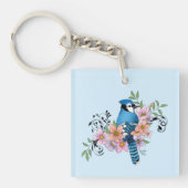 Blue Jay Spring Blumen Schlüsselanhänger (Vorderseite)