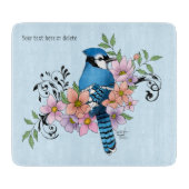 Blue Jay Spring Blumen Schneidebrett (Vorderseite)