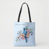 Blue Jay Spring Blumen Tasche (Vorderseite)