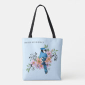 Blue Jay Spring Blumen Tasche (Rückseite)