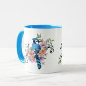 Blue Jay Spring Blumen Tasse (Vorderseite Links)