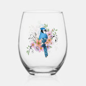 Blue Jay Spring Blumen Weinglas Ohne Stiel (Vorderseite)