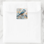 Blue Jay Watercolor Art Quadratischer Aufkleber (Tasche)