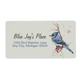 Blue Jay Watercolor Art Return Address Label
