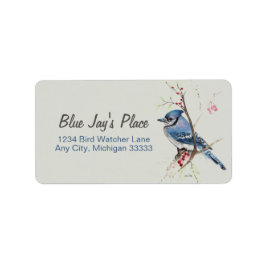 Blue Jay Watercolor Art Return Address Label Adressaufkleber
