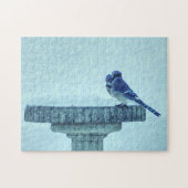 Blue Jay Winter Fütternd Painterly Puzzle (Horizontal)