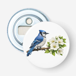 Blue Jay with White Blossoms Flaschenöffner