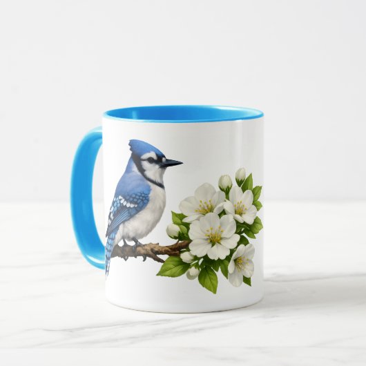 Blue Jay with White Blossoms Tasse (Vorderseite Links)