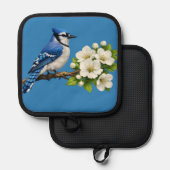 Blue Jay with White Blossoms Topflappen (Vorderseite/Rückseite)