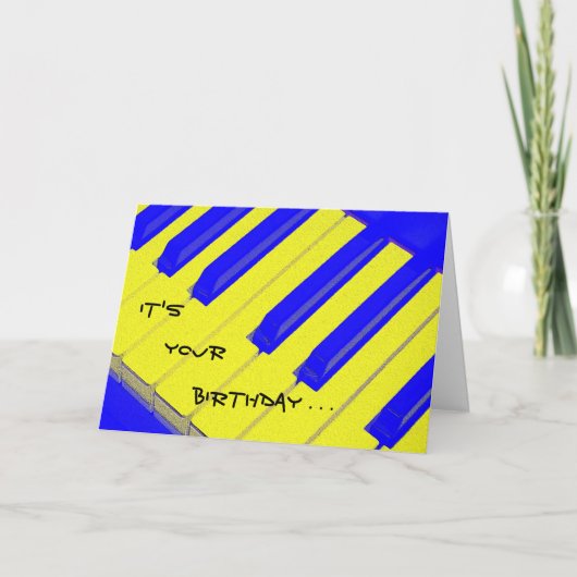 Blue Jazzy Keyboard Geburtstagskarte Karte (Vorderseite)