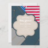 Blue Jean Baby Americana Baby Dusche Einladung (Vorderseite)