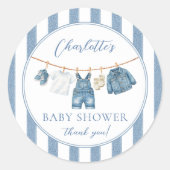 Blue Jean Baby Baby-Party  Runder Aufkleber (Vorderseite)