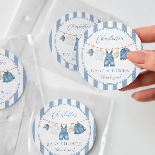 Blue Jean Baby Baby Shower  Runder Aufkleber