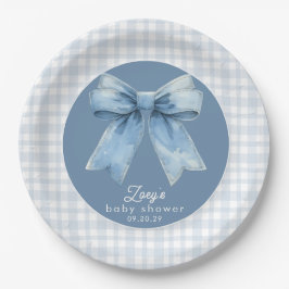 Blue Jean Baby Boy Baby Shower Gingham  Paper Plat Pappteller