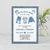 Blue Jean Baby Boy Shower Einladung (Stehend Vorderseite)