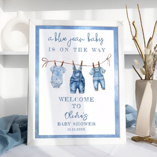 Blue Jean Baby Denim Baby Boy Dusche Willkommen Poster