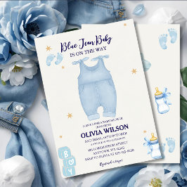 Blue jean Baby denim Baby Dusche Einladung