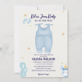 Blue jean Baby denim Baby Dusche Einladung (Vorderseite)