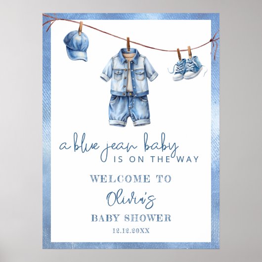 Blue Jean Baby Denim Baby Dusche Willkommen Poster (Vorne)