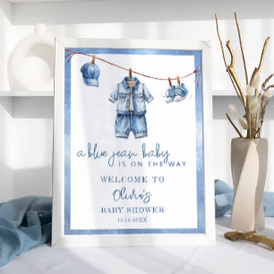 Blue Jean Baby Denim Baby Dusche Willkommen Poster