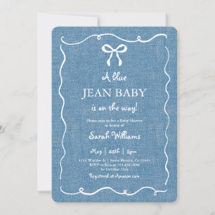 Blue Jean Baby Denim Baby Shower Boy Einladung