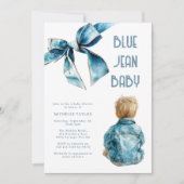 Blue Jean Baby Denim Baby Shower Einladung (Vorderseite)