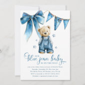 Blue Jean Baby Denim Baby Shower Einladung (Vorderseite)