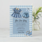 Blue Jean Baby Denim Baby Shower Invitation Einladung (Stehend Vorderseite)