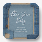 Blue Jean Baby Denim Baby Shower Pappteller (Vorderseite)