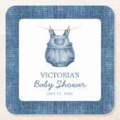 Blue Jean Baby Denim Baby Shower Rechteckiger Pappuntersetzer (Vorderseite)