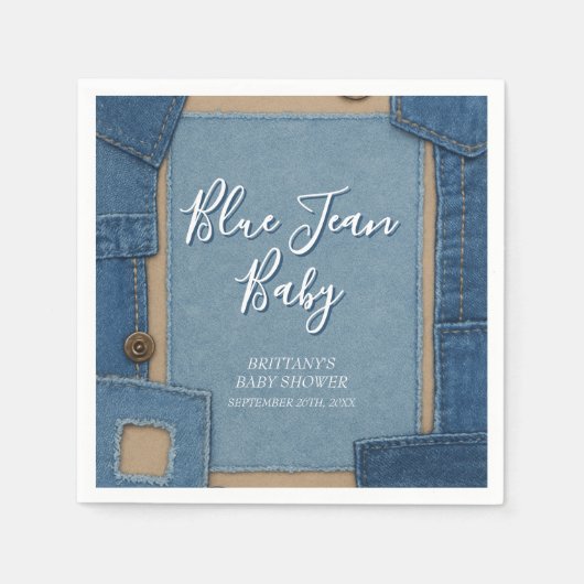 Blue Jean Baby Denim Baby Shower Serviette (Vorderseite)