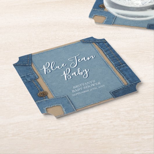 Blue Jean Baby Denim Baby Shower Untersetzer (angewinkelt)