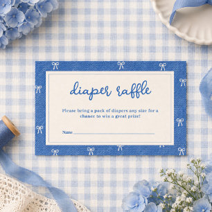 Blue Jean Baby Denim Bow Baby Shower Windel Raffle Mitteilungskarte