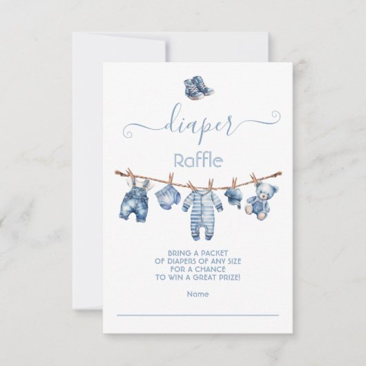 Blue Jean Baby Denim Diaper Raffle Einladung (Vorderseite)