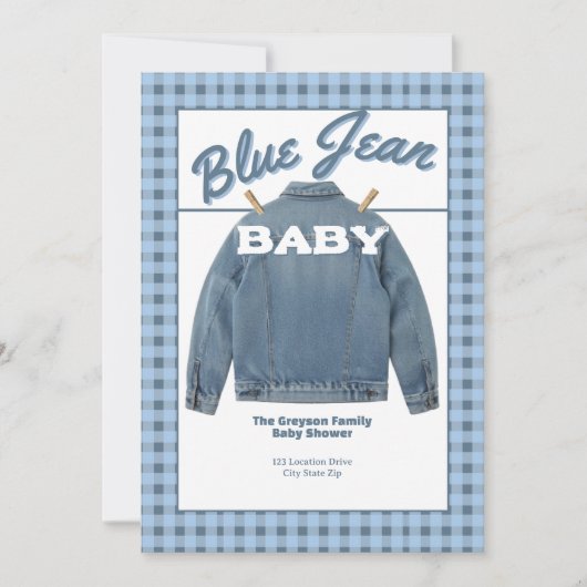 Blue Jean Baby - Denim Shower Custom Invitation Einladung (Vorderseite)